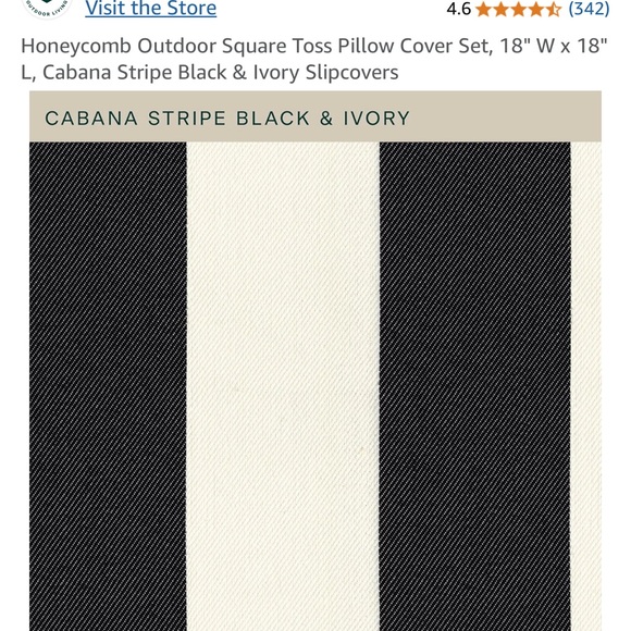 Outdoor Black and Ivory Stripe Accent Pillow Cover Set 18x18” - Picture 7 of 9